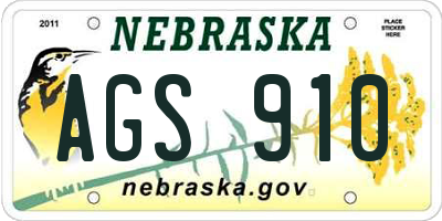 NE license plate AGS910