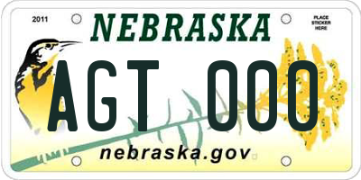 NE license plate AGT000