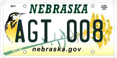 NE license plate AGT008