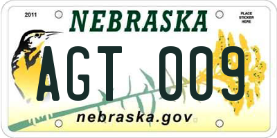 NE license plate AGT009