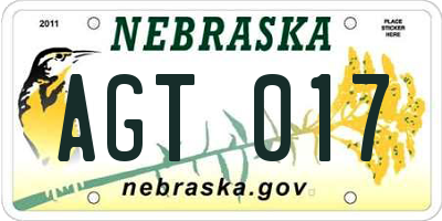 NE license plate AGT017