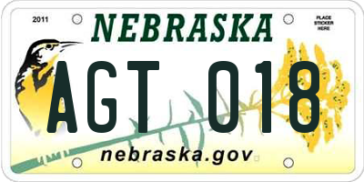 NE license plate AGT018