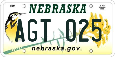 NE license plate AGT025