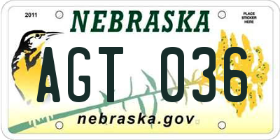 NE license plate AGT036