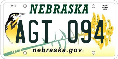 NE license plate AGT094