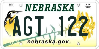 NE license plate AGT122