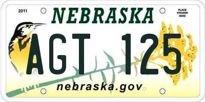 NE license plate AGT125