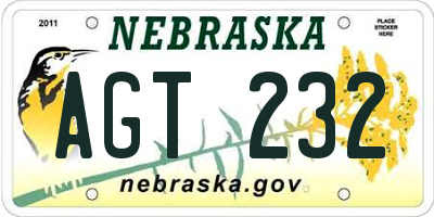 NE license plate AGT232