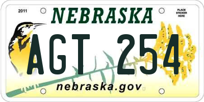 NE license plate AGT254