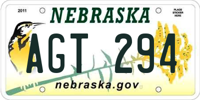 NE license plate AGT294