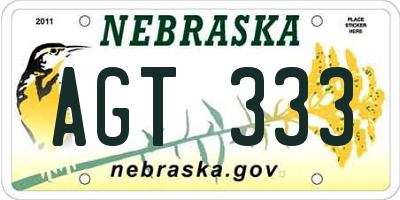 NE license plate AGT333