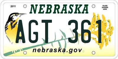 NE license plate AGT361