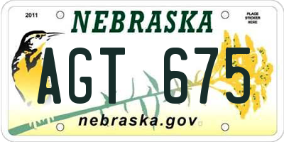 NE license plate AGT675