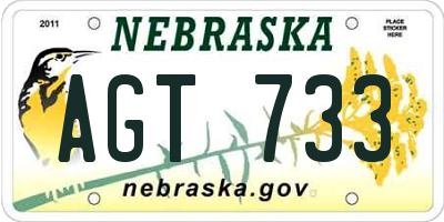 NE license plate AGT733