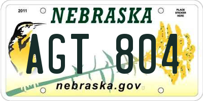 NE license plate AGT804