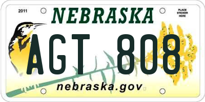 NE license plate AGT808