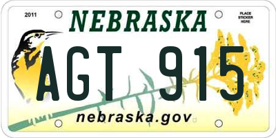 NE license plate AGT915
