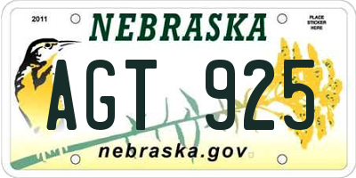 NE license plate AGT925