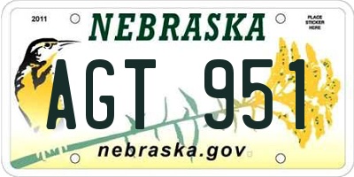 NE license plate AGT951