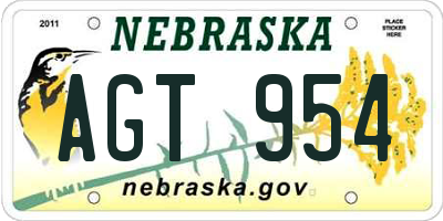 NE license plate AGT954