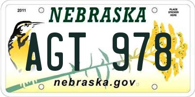 NE license plate AGT978