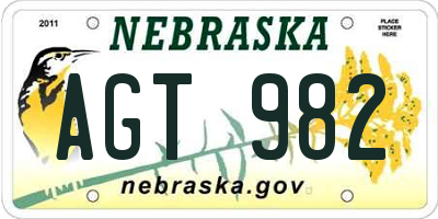 NE license plate AGT982