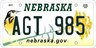 NE license plate AGT985