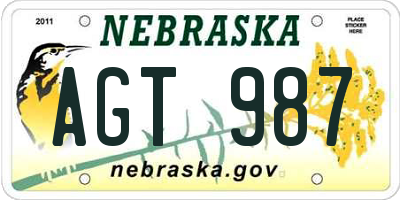 NE license plate AGT987
