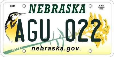 NE license plate AGU022