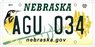 NE license plate AGU034