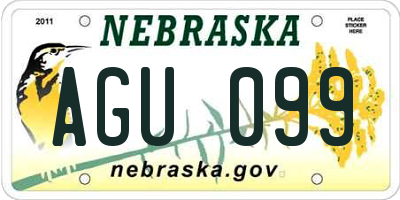 NE license plate AGU099