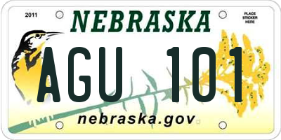NE license plate AGU101