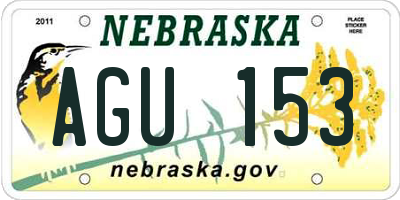 NE license plate AGU153
