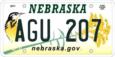 NE license plate AGU207