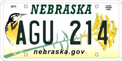 NE license plate AGU214