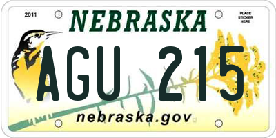 NE license plate AGU215