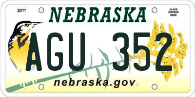 NE license plate AGU352