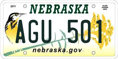 NE license plate AGU501