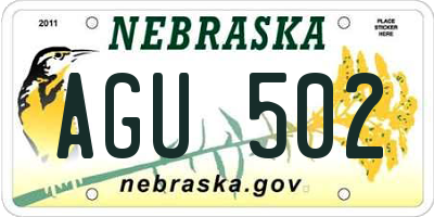 NE license plate AGU502