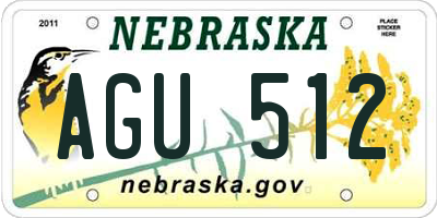 NE license plate AGU512