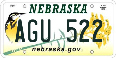 NE license plate AGU522