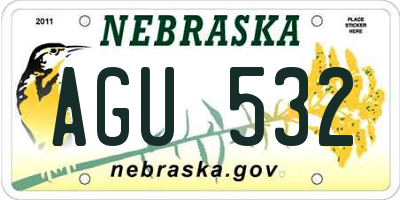 NE license plate AGU532