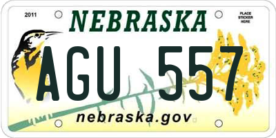 NE license plate AGU557