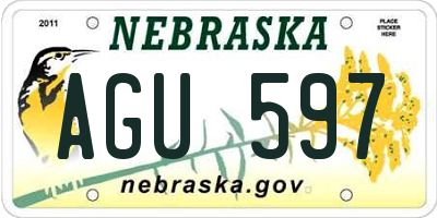 NE license plate AGU597