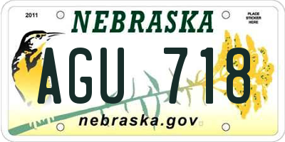 NE license plate AGU718