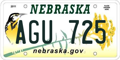 NE license plate AGU725