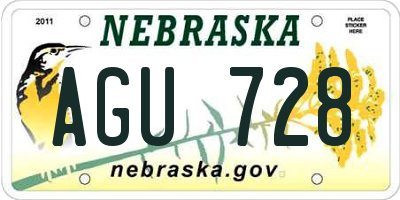 NE license plate AGU728