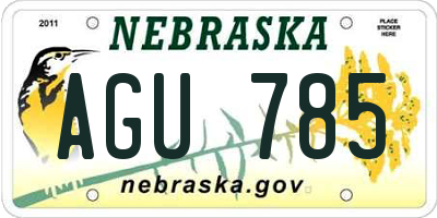 NE license plate AGU785