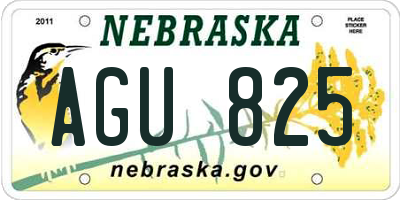 NE license plate AGU825