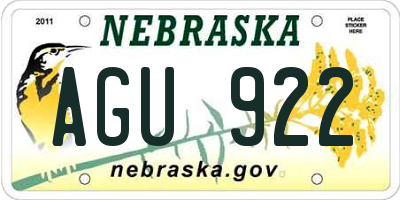 NE license plate AGU922